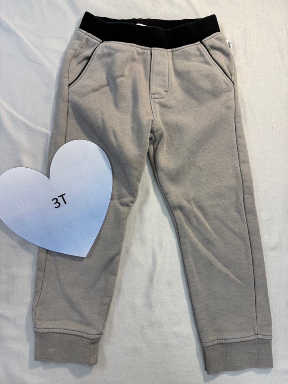 Hugo Boss - Kids 3T Grey Sweatpants with Black Waistband